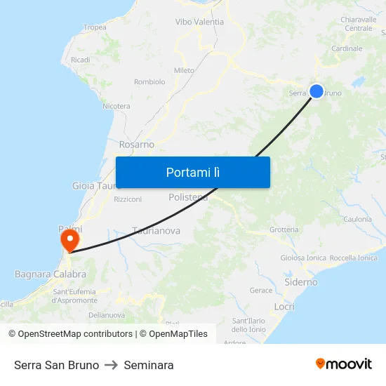 Serra San Bruno to Seminara map