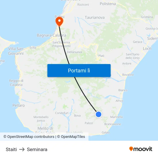 Staiti to Seminara map