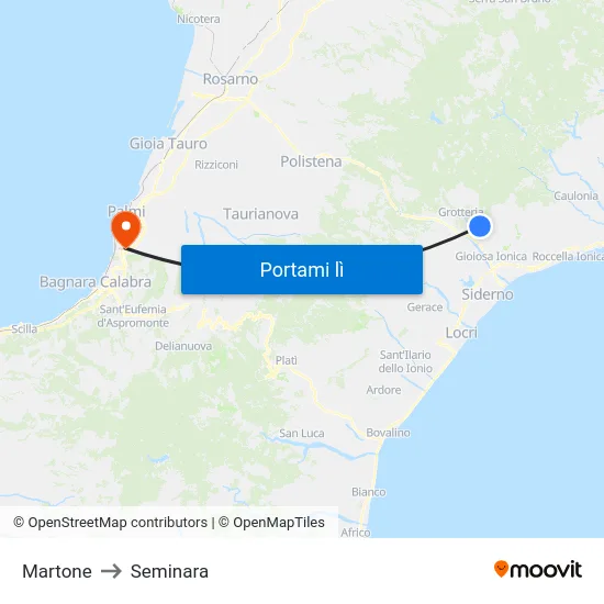 Martone to Seminara map