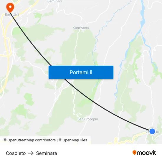 Cosoleto to Seminara map