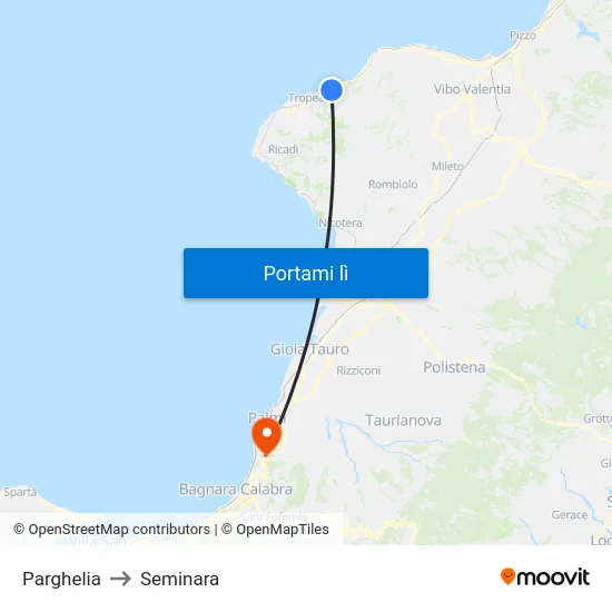 Parghelia to Seminara map