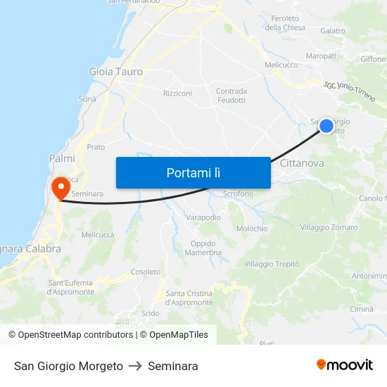 San Giorgio Morgeto to Seminara map