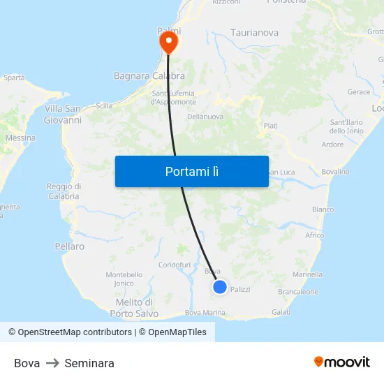 Bova to Seminara map