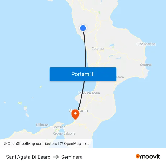 Sant'Agata Di Esaro to Seminara map