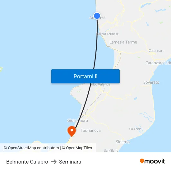 Belmonte Calabro to Seminara map