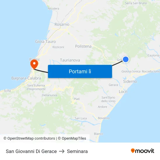 San Giovanni Di Gerace to Seminara map