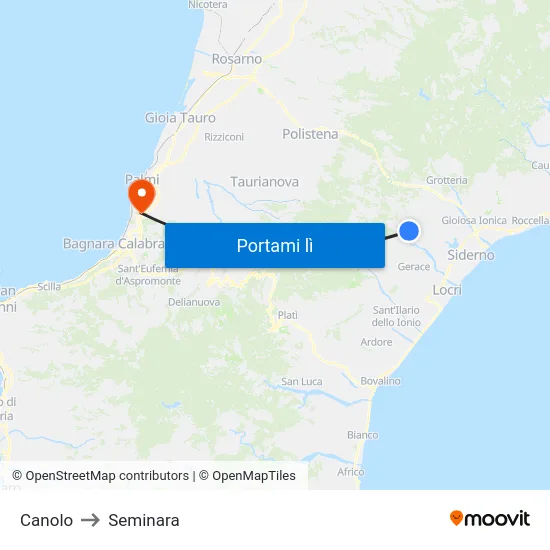 Canolo to Seminara map