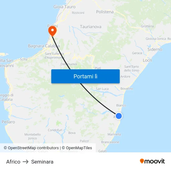 Africo to Seminara map
