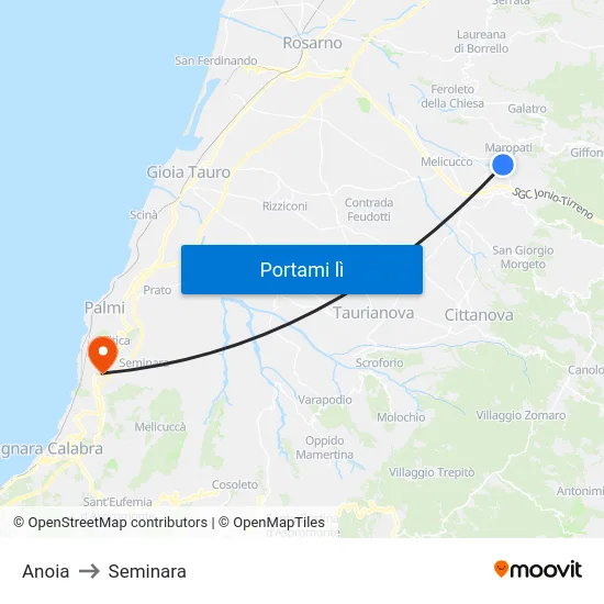 Anoia to Seminara map