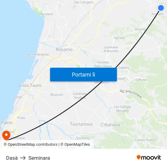 Dasà to Seminara map