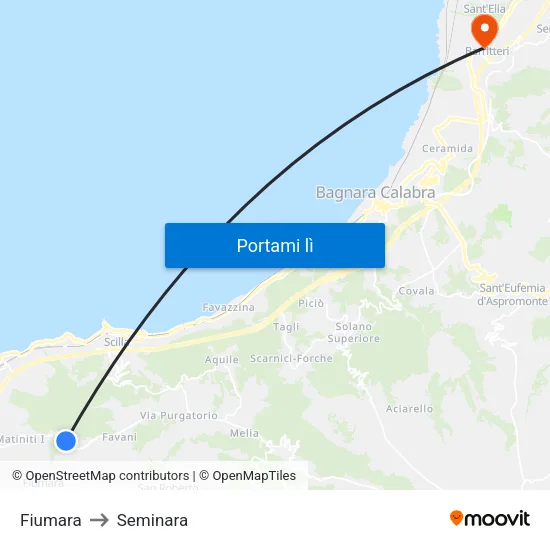Fiumara to Seminara map