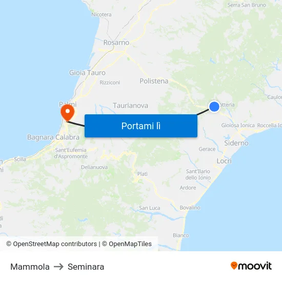 Mammola to Seminara map