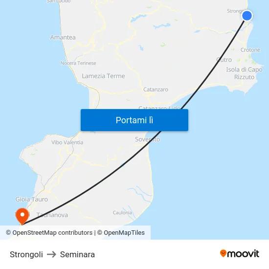 Strongoli to Seminara map