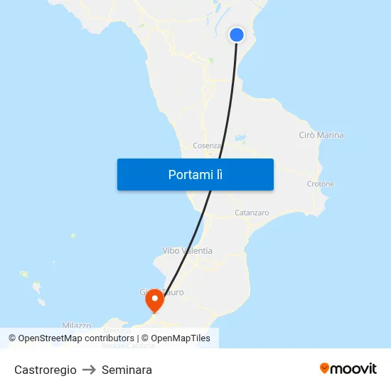 Castroregio to Seminara map