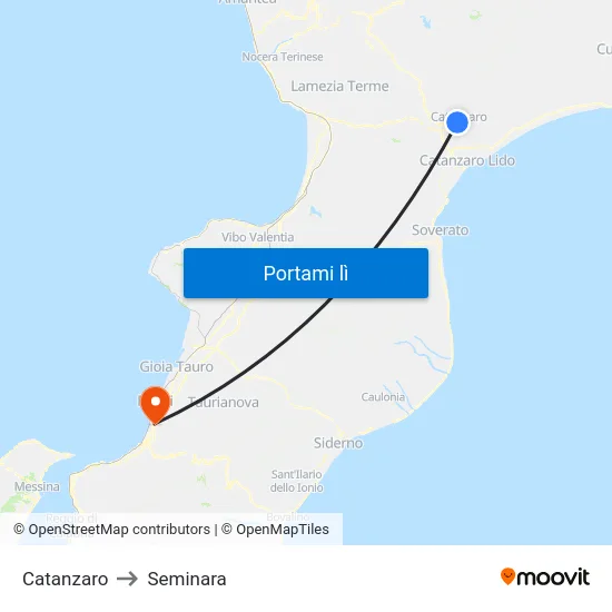 Catanzaro to Seminara map