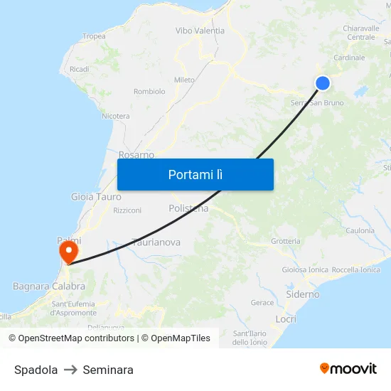 Spadola to Seminara map