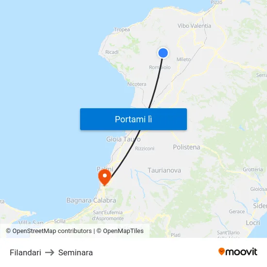 Filandari to Seminara map