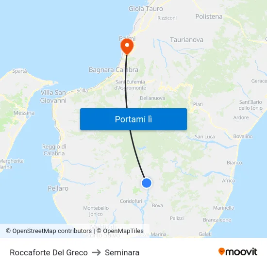 Roccaforte Del Greco to Seminara map