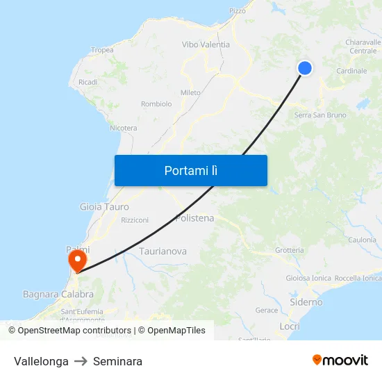Vallelonga to Seminara map