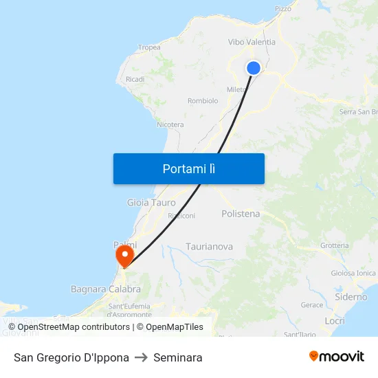 San Gregorio D'Ippona to Seminara map