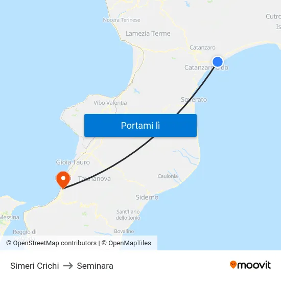 Simeri Crichi to Seminara map