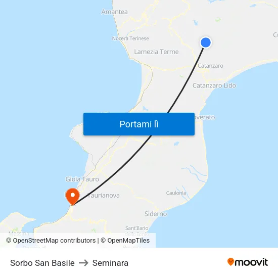 Sorbo San Basile to Seminara map