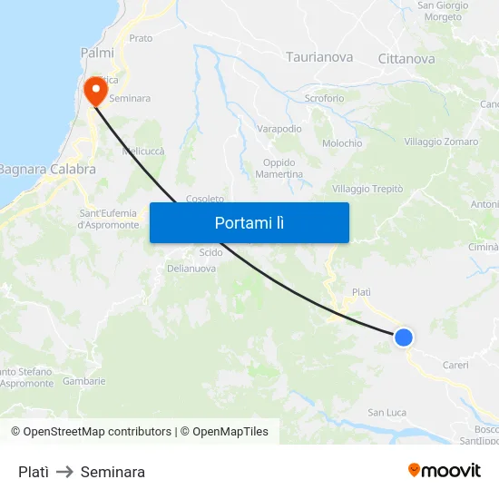 Platì to Seminara map
