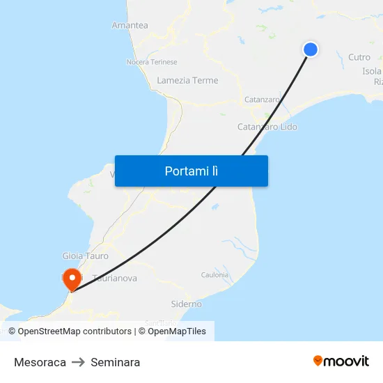 Mesoraca to Seminara map