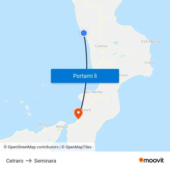 Cetraro to Seminara map