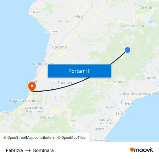 Fabrizia to Seminara map