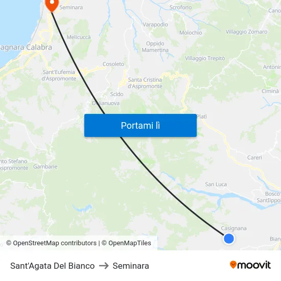 Sant'Agata Del Bianco to Seminara map