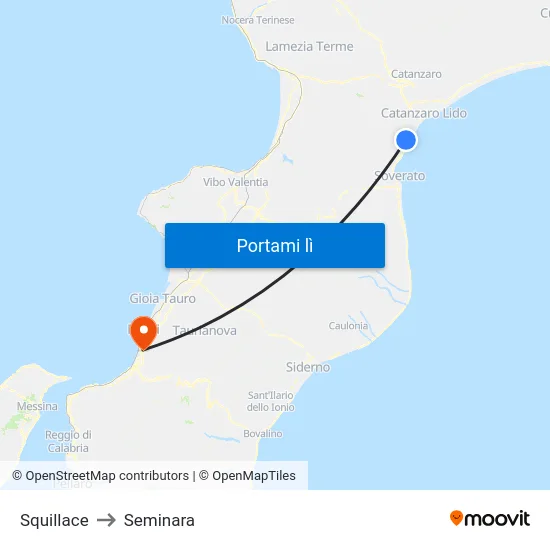 Squillace to Seminara map