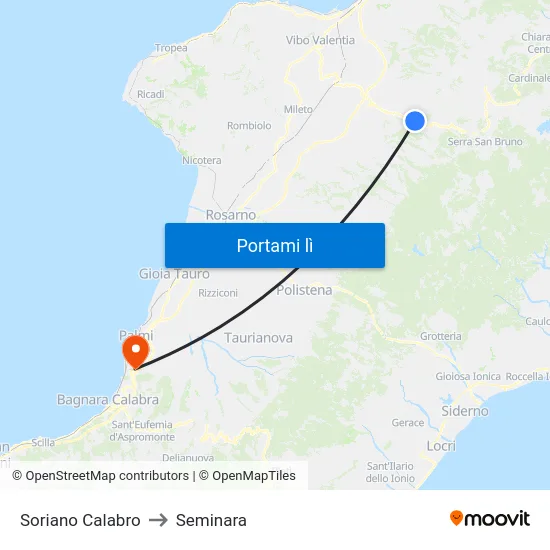 Soriano Calabro to Seminara map