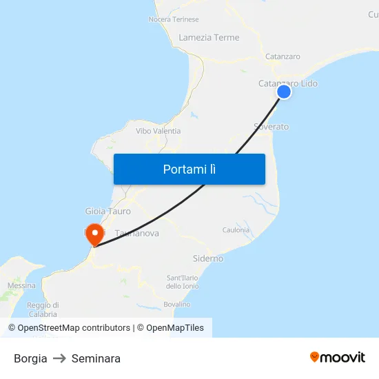 Borgia to Seminara map