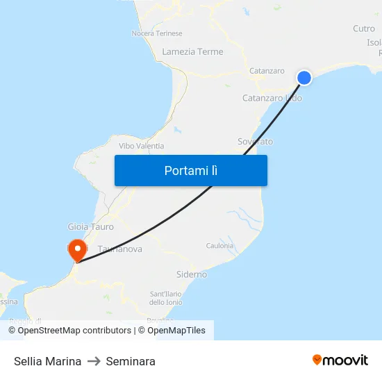 Sellia Marina to Seminara map
