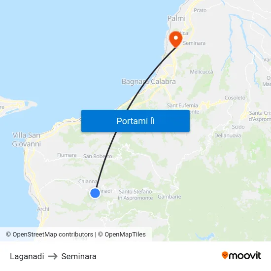 Laganadi to Seminara map