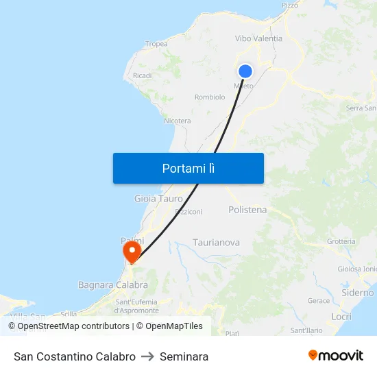 San Costantino Calabro to Seminara map
