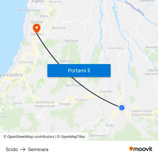 Scido to Seminara map
