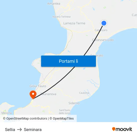 Sellia to Seminara map