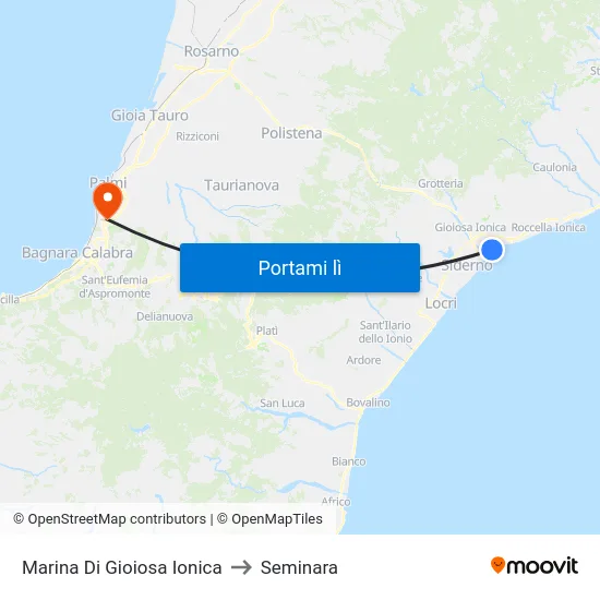 Marina Di Gioiosa Ionica to Seminara map