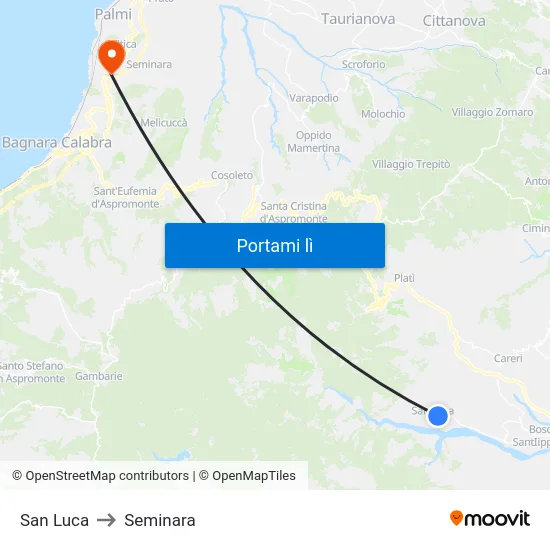 San Luca to Seminara map