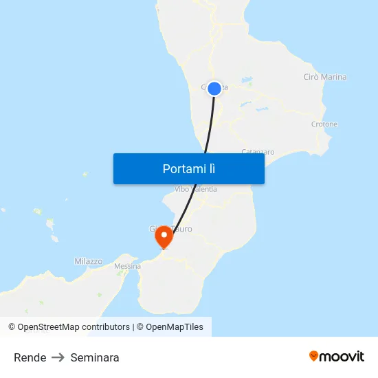 Rende to Seminara map