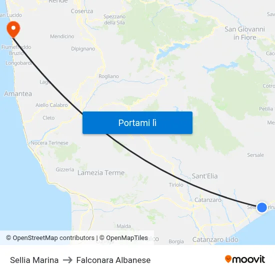 Sellia Marina to Falconara Albanese map