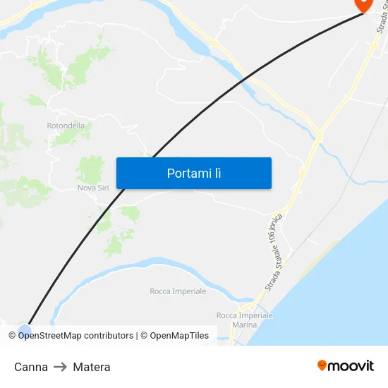 Canna to Matera map
