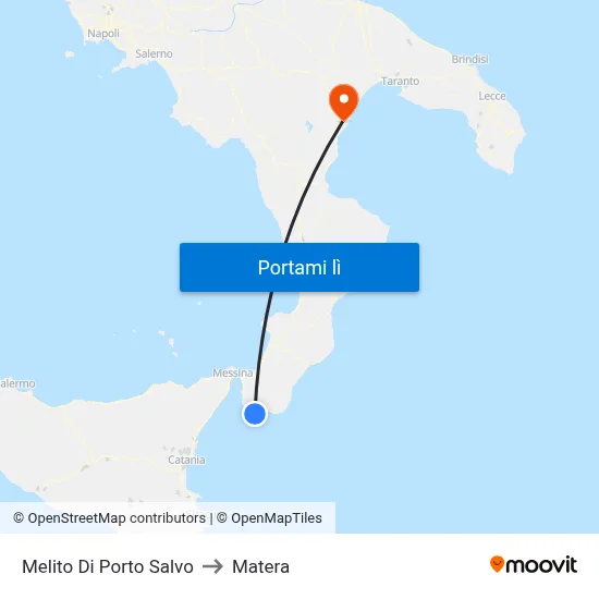 Melito Di Porto Salvo to Matera map