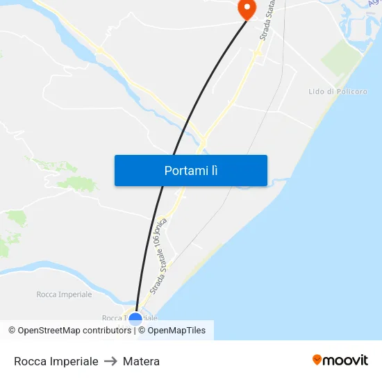 Rocca Imperiale to Matera map