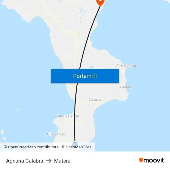 Agnana Calabra to Matera map