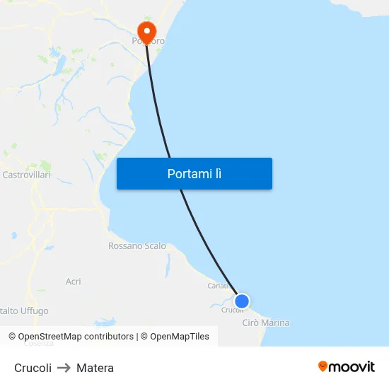Crucoli to Matera map