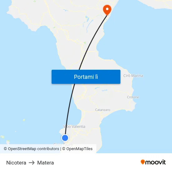 Nicotera to Matera map