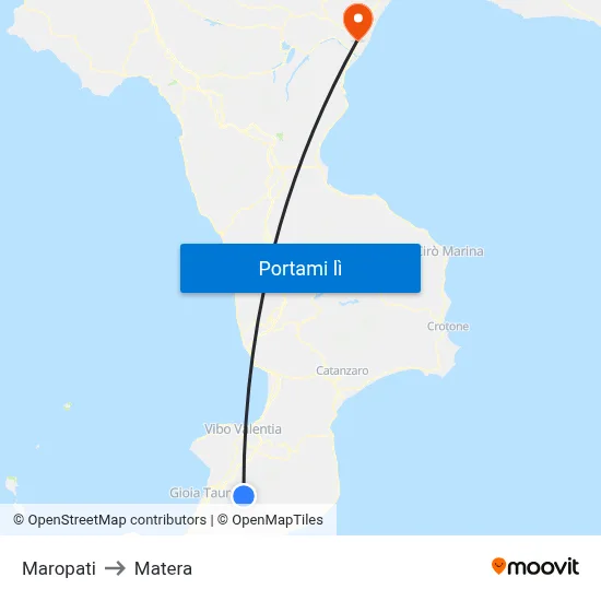 Maropati to Matera map
